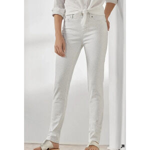 Soft Surroundings Jeans 1X White Straight Leg Leopard On The Prowl